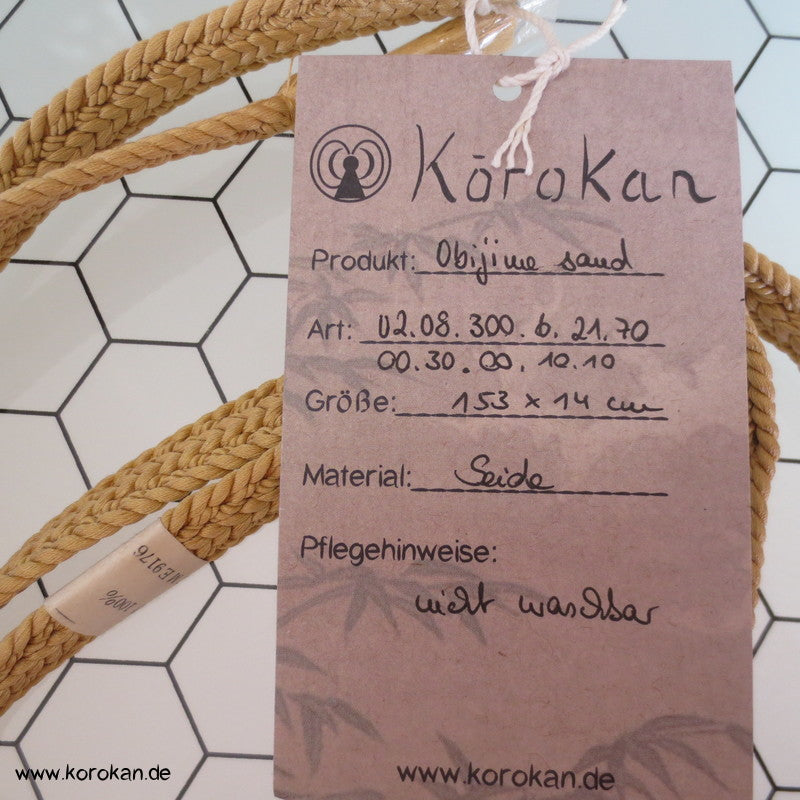 sandbeige, Obijime, geflochten, neu mit Etiketten