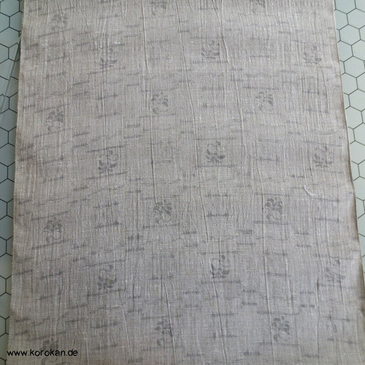 Blumen beigegrau Sommer Kimono Ramie Krepp aus Japan
