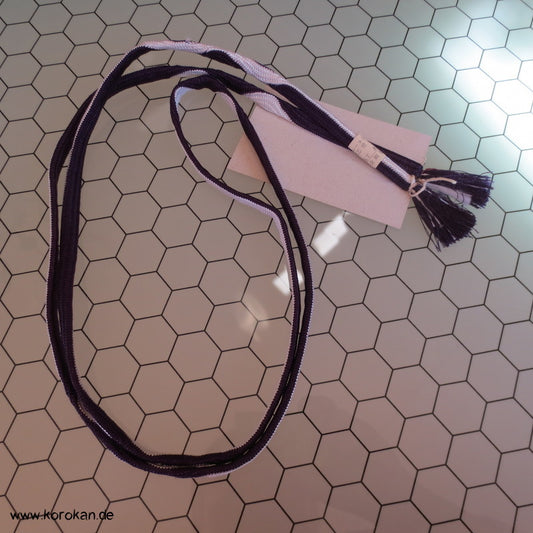 violett - weiß Wellenband Obijime, gestrickt