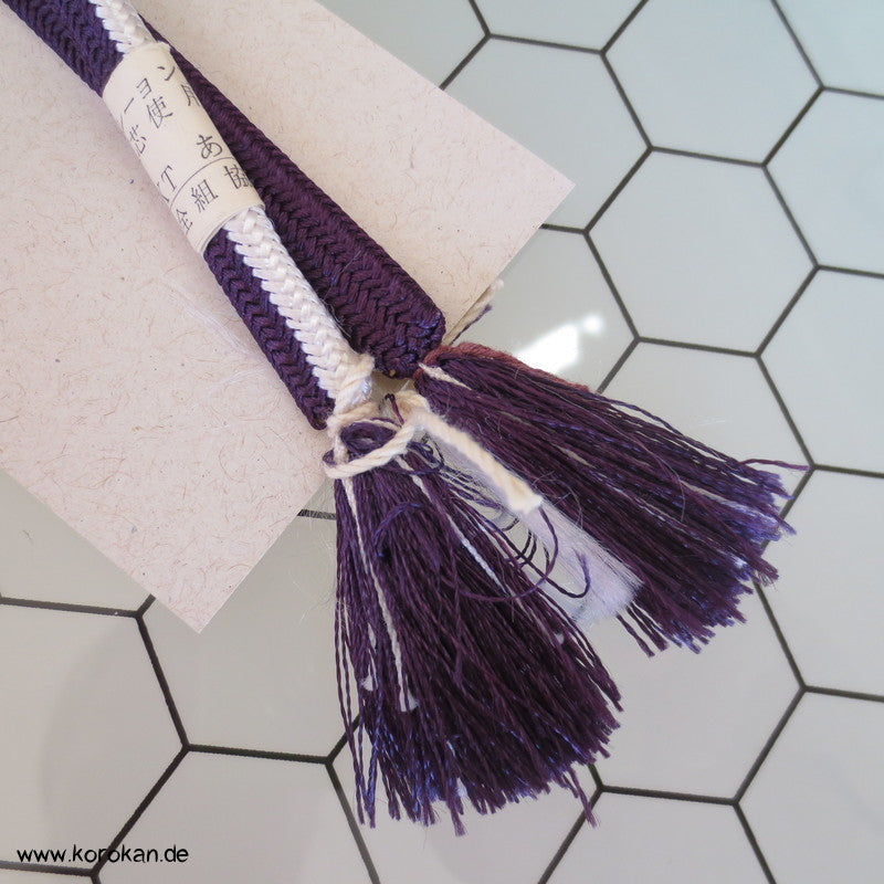 violett - weiß Wellenband Obijime, gestrickt