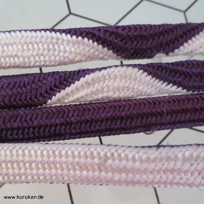 violett - weiß Wellenband Obijime, gestrickt