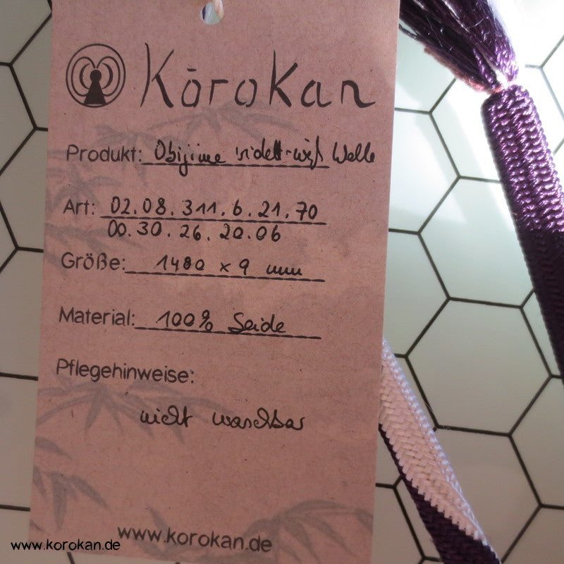 violett - weiß Wellenband Obijime, gestrickt