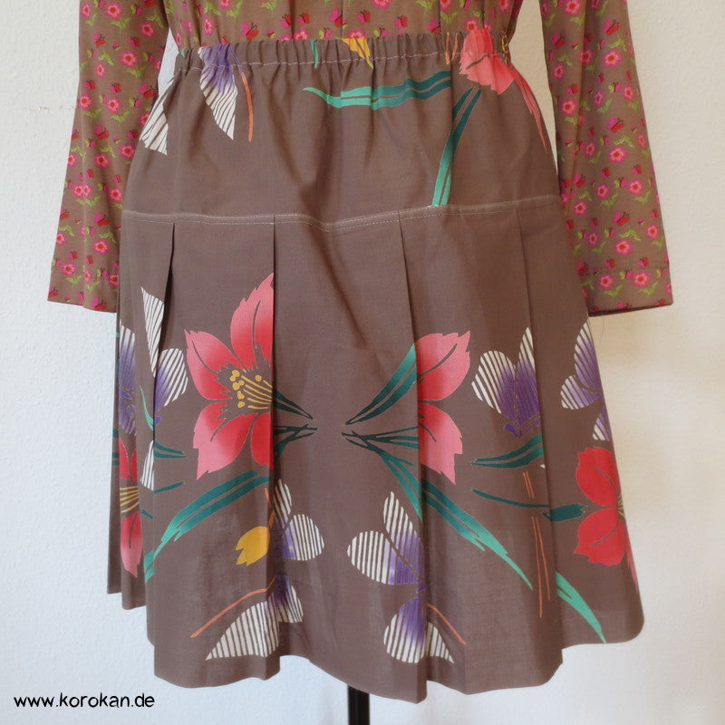 Blüten Yukata Kimono Baumwolle Faltenrock, Gummizug