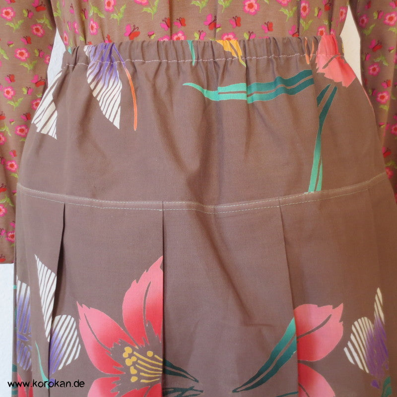 Blüten Yukata Kimono Baumwolle Faltenrock, Gummizug