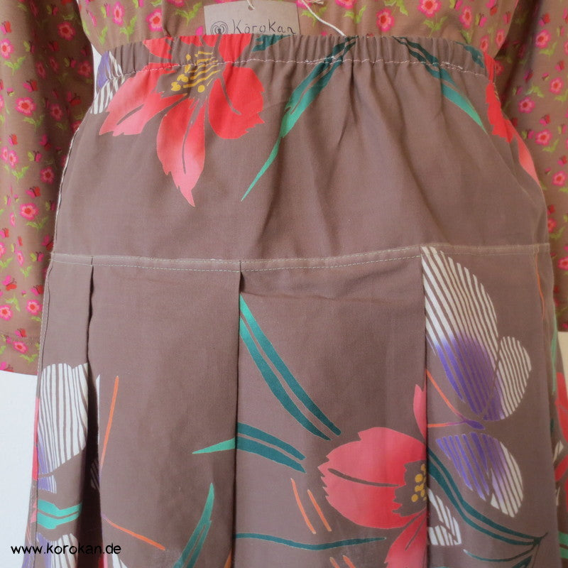 Blüten Yukata Kimono Baumwolle Faltenrock, Gummizug