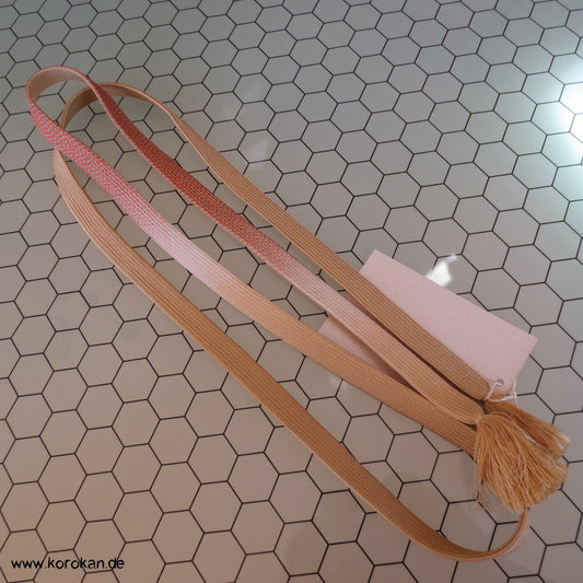 Verlauf beige - persimmon Obijime, geflochten