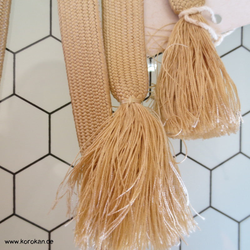 Verlauf beige - persimmon Obijime, geflochten