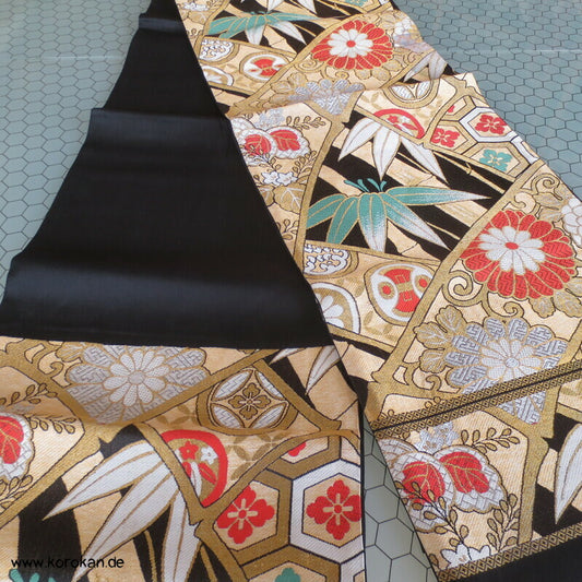 Bambusbögen, Blätter, Blüten Fukuro Obi Kimonogürtel