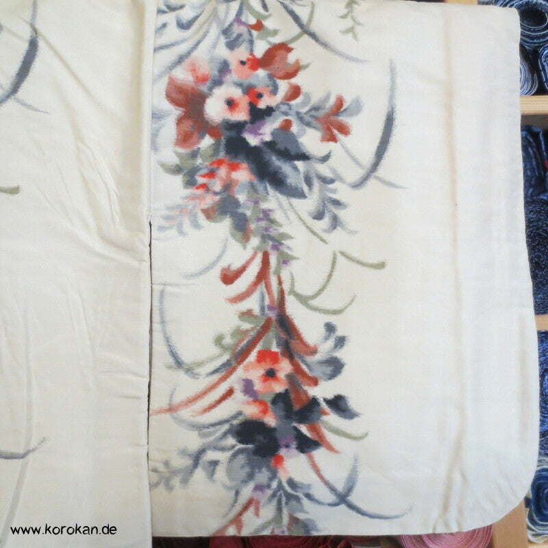Japan Art Deco Blumengirlanden Meisen Seiden Kimono
