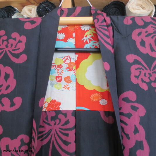 Rangiku mauve in schwarz Meisen Seiden Haori