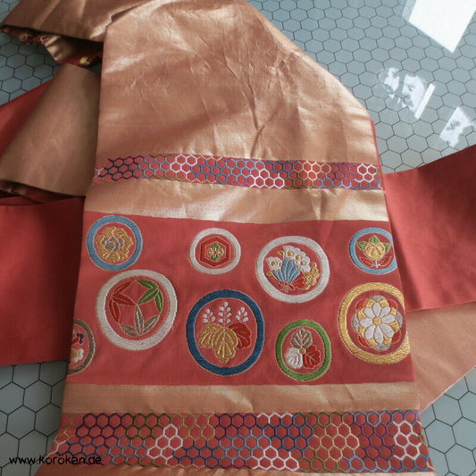 Japan Mon Band auf kupfer Nagoya Obi Seidenbrokat Kimonogürtel