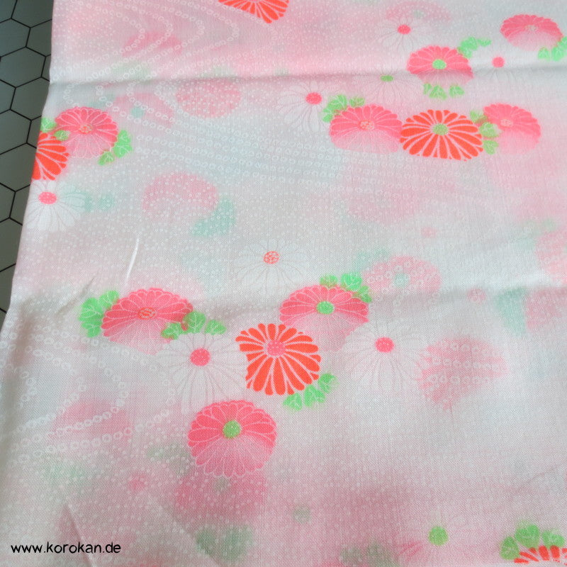 Neon Chrysanthemen Juban Kimono Wollmusselin