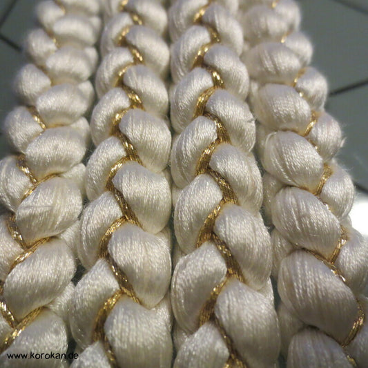 weiß - goldener Kordel Obijime, Seide