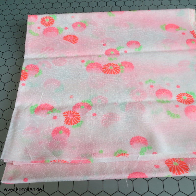 Neon Chrysanthemen Juban Kimono Wollmusselin