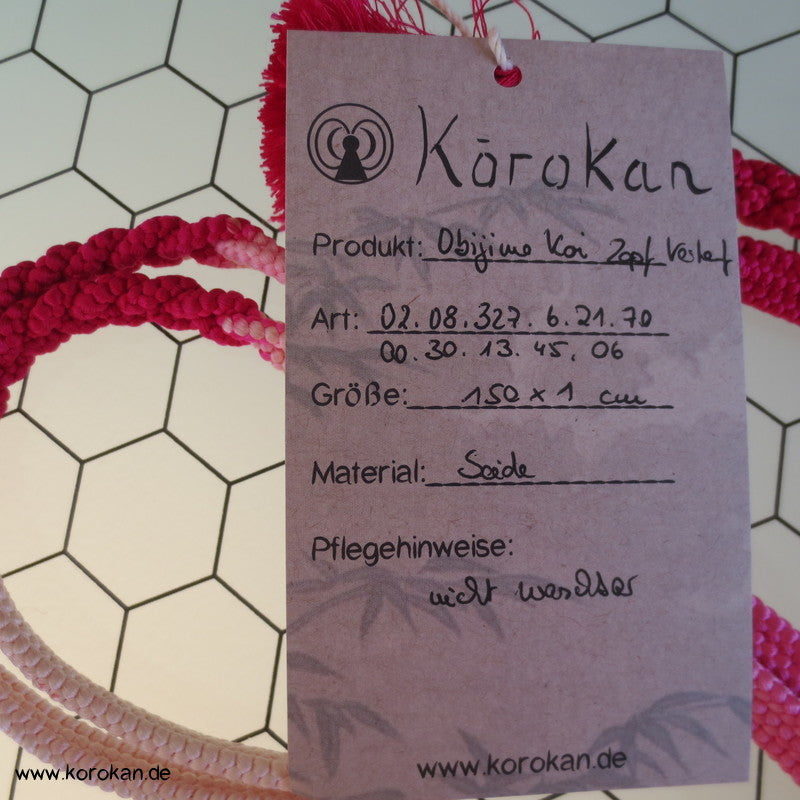 Koi mit Zopf, pink Verlauf Obijime, geflochten