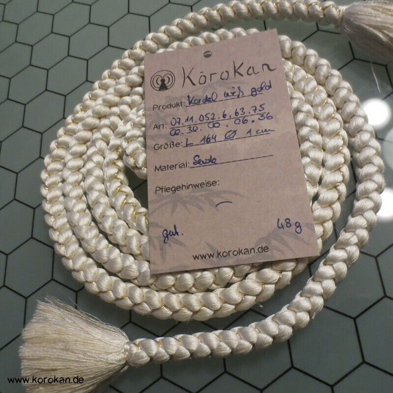 weiß - goldener Kordel Obijime, Seide