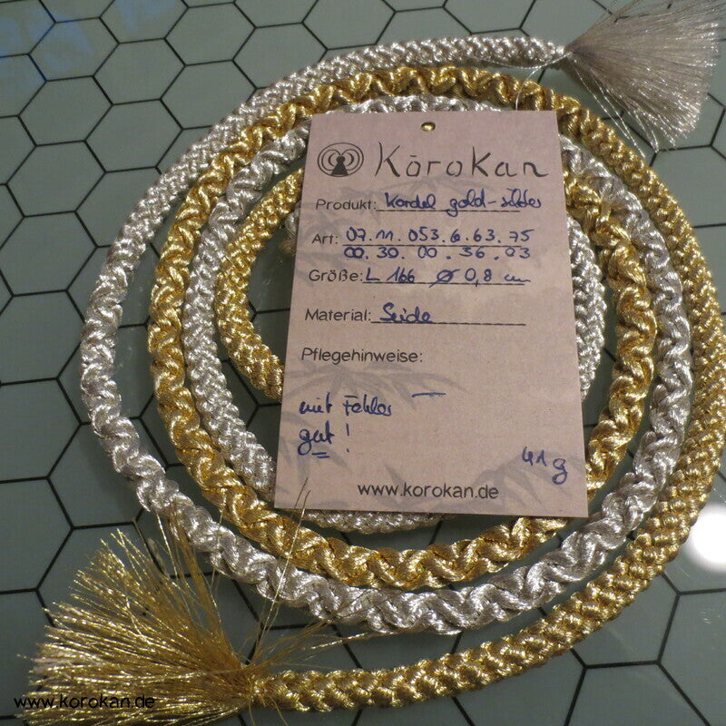 gold silberne Kordel Obijime, Seide