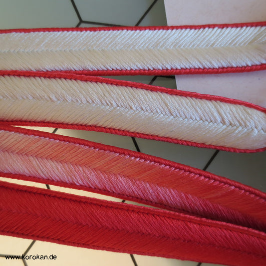 hellrot - weiß Koi Obijime, geflochten