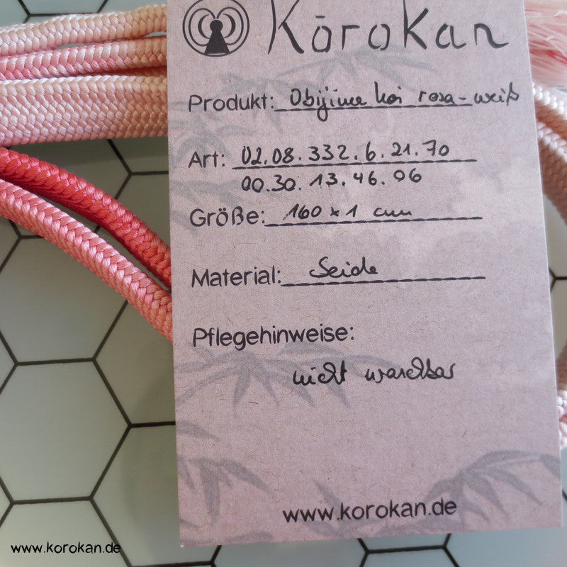 rosa - weiß Koi, Obijime, geflochten