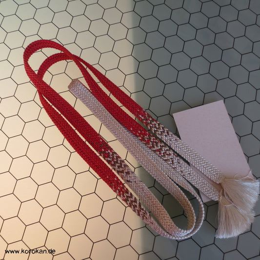 hellrot - grau Koi, Obijime, geflochten