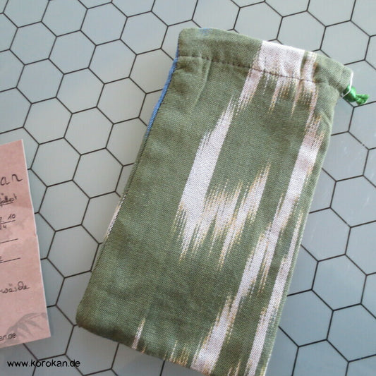 Handytasche aus Ikat - Kasuri Kimono Baumwollstoff, gefüttert