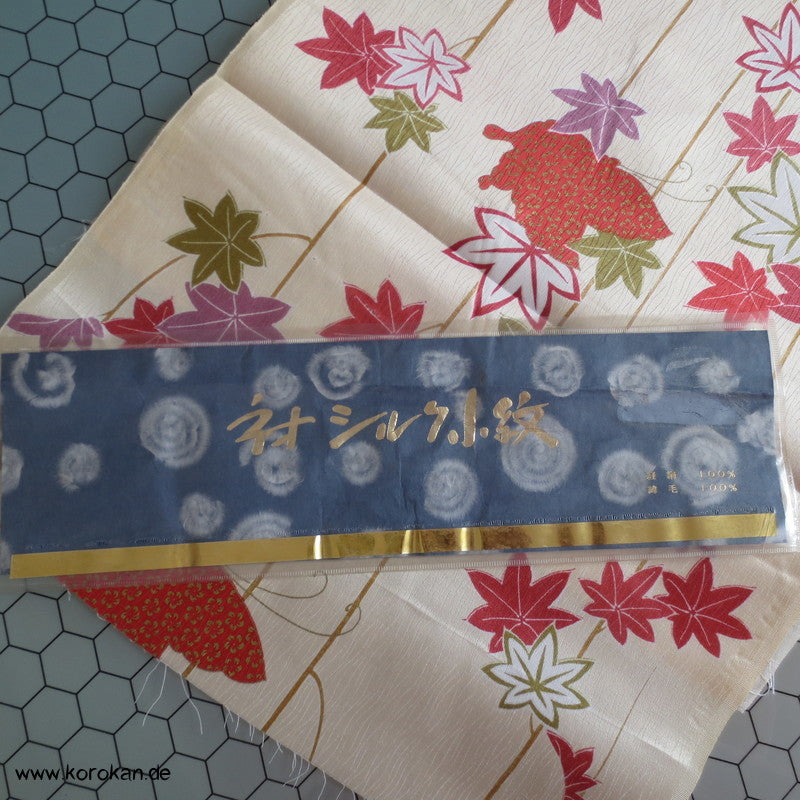 Ahornblatt, Schmetterling Seide / Wolle Kimono Stoff