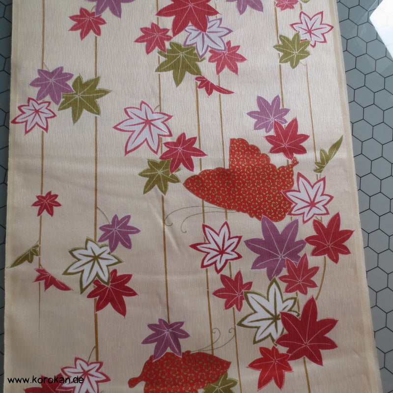 Ahornblatt, Schmetterling Seide / Wolle Kimono Stoff