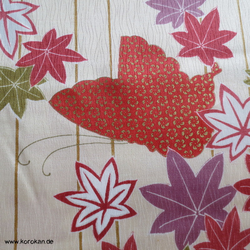 Ahornblatt, Schmetterling Seide / Wolle Kimono Stoff
