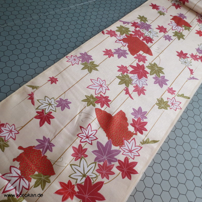 Ahornblatt, Schmetterling Seide / Wolle Kimono Stoff