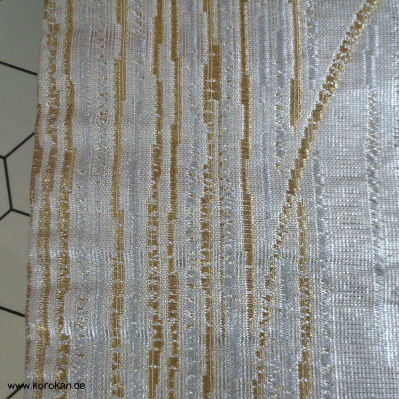 Japan Gräser gold, silber vor grün Nagoya Obi Seidenbrokat Kimonogürtel