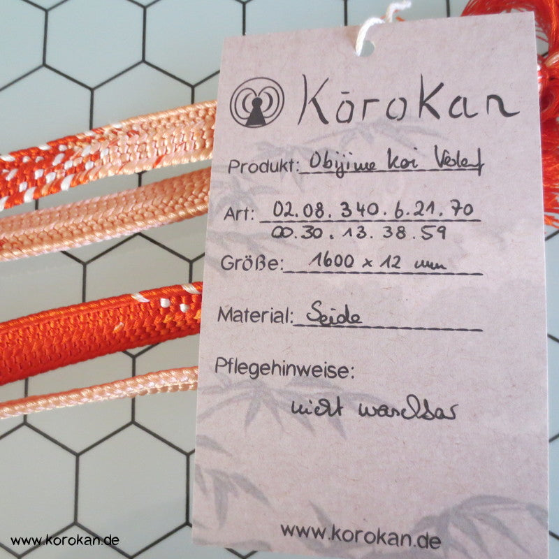 lachs - persimmon Verlauf Obijime, geflochten, Koi
