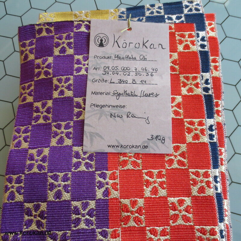 buntes Schachbrett Hanhaba Obi unterschiedliche Seiten