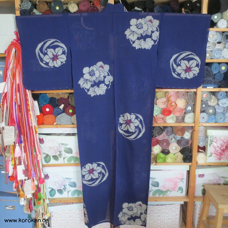 Blüten Rondelle Hitoe ungefütterter Kimono, Jacquard Decoupè