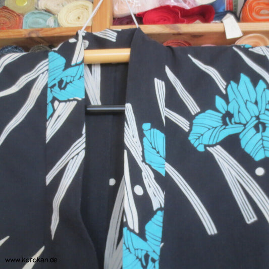 türkise Iris Yukata Baumwoll Kimono