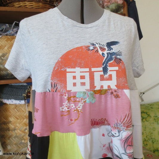 Volant Baumwoll Jersey Long Top / Minikleid Japanmotive