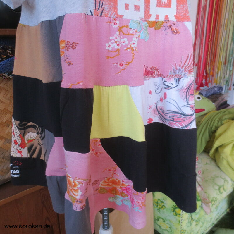 Volant Baumwoll Jersey Long Top / Minikleid Japanmotive