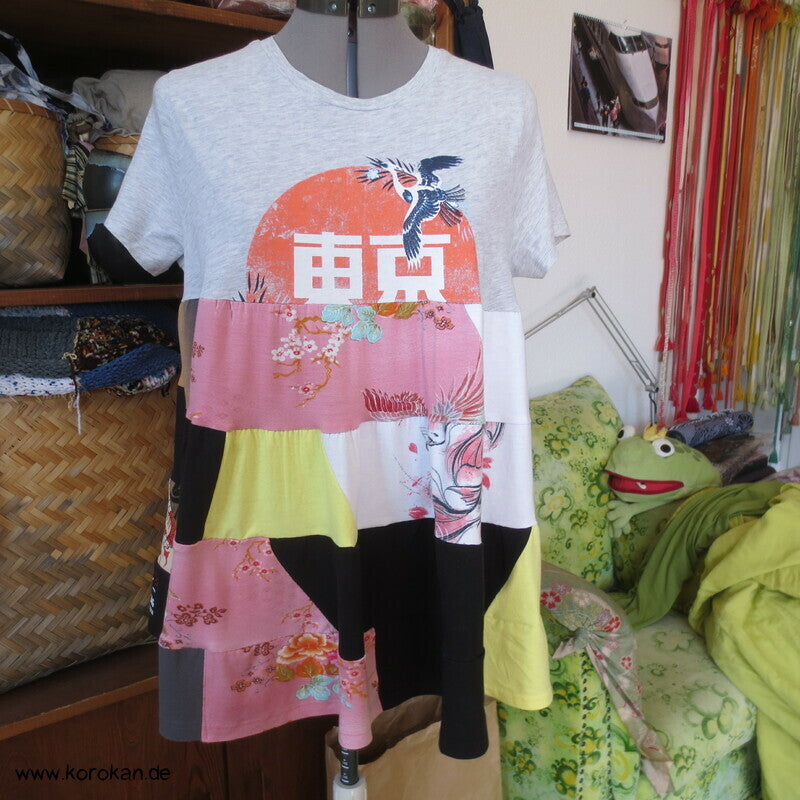 Volant Baumwoll Jersey Long Top / Minikleid Japanmotive