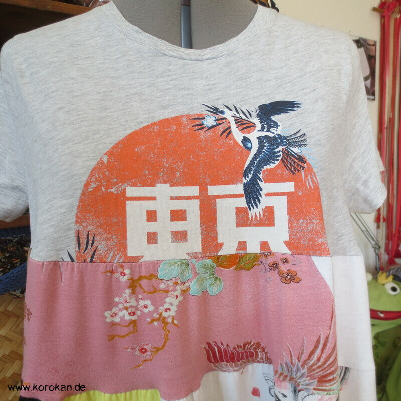 Volant Baumwoll Jersey Long Top / Minikleid Japanmotive