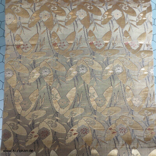 Blätter Blüten oliv / schwarz / gold Maru Obi