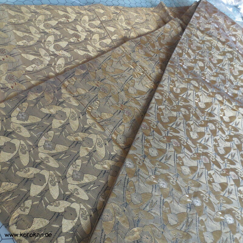 Blätter Blüten oliv / schwarz / gold Maru Obi