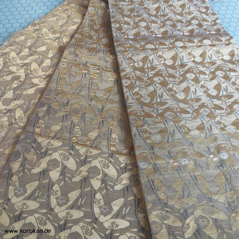 Blätter Blüten oliv / schwarz / gold Maru Obi