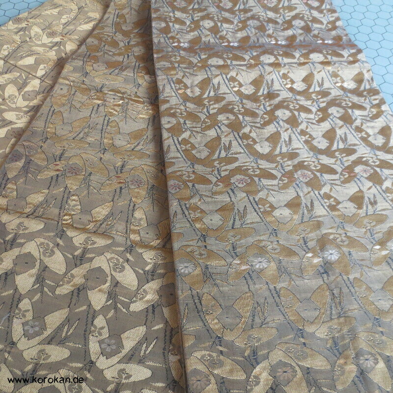 Blätter Blüten oliv / schwarz / gold Maru Obi
