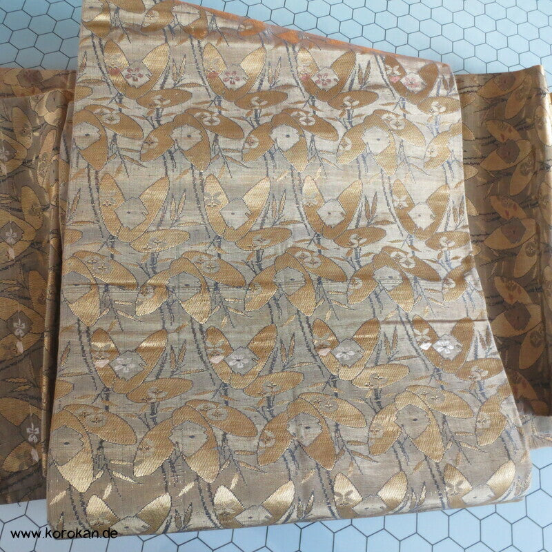 Blätter Blüten oliv / schwarz / gold Maru Obi