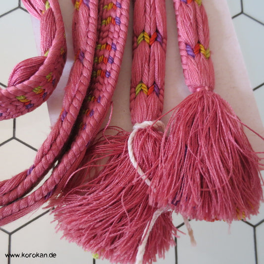 rosamauve mit bunten Punkten Obijime, geflochten