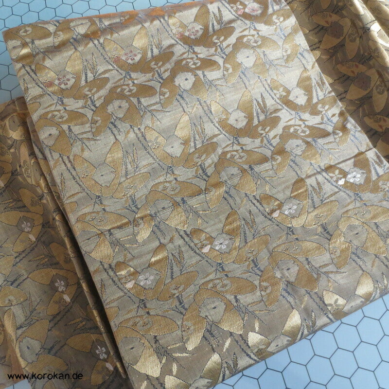 Blätter Blüten oliv / schwarz / gold Maru Obi