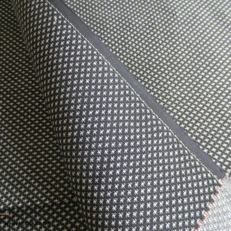 weiße Kreuze auf schwarzer Kimono Jacquard Seide