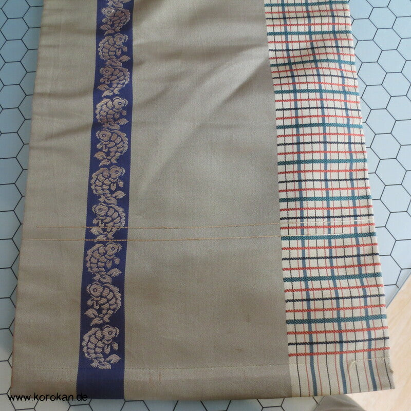 Japan Koi, Karo und Blüten Nagoya Obi Seidenbrokat Kimonogürtel