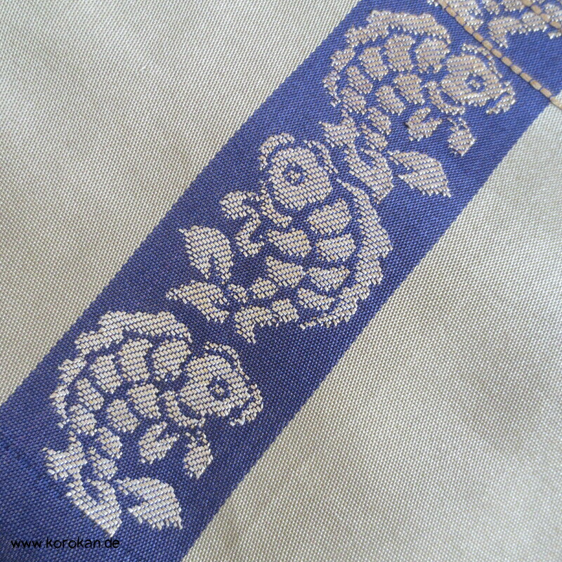 Japan Koi, Karo und Blüten Nagoya Obi Seidenbrokat Kimonogürtel