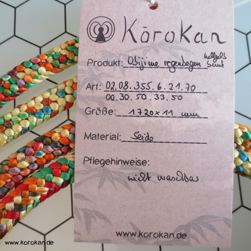 regenbogen, hellgelb, bunt Obijime, geflochten
