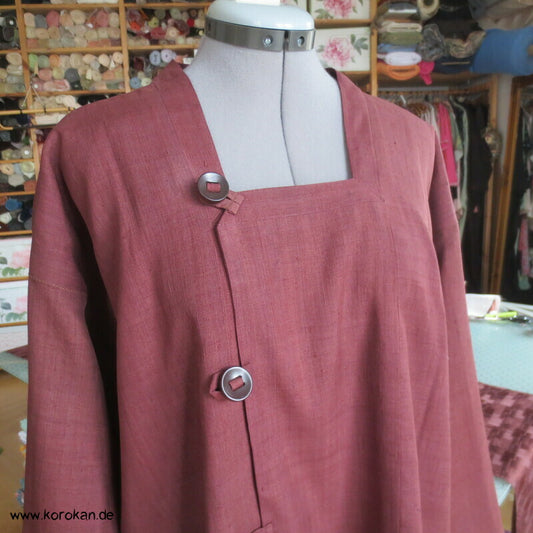 umgearbeitete Michiyuki Kimono Jacke - braune Tsumugi Seide